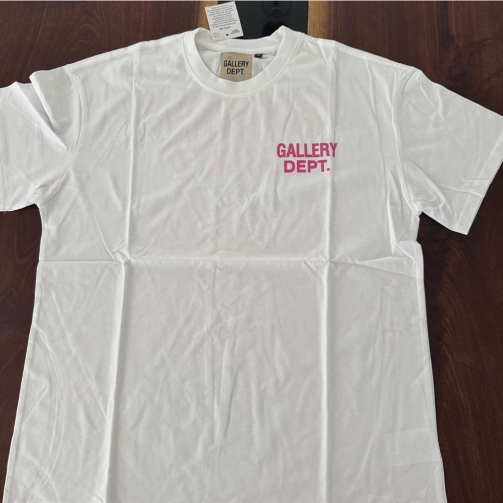 Gallery Dept White Tee with Pink Text
